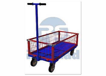 Тележка платформенная с поворотным дышлом с сетчатыми бортами ТПО ПС